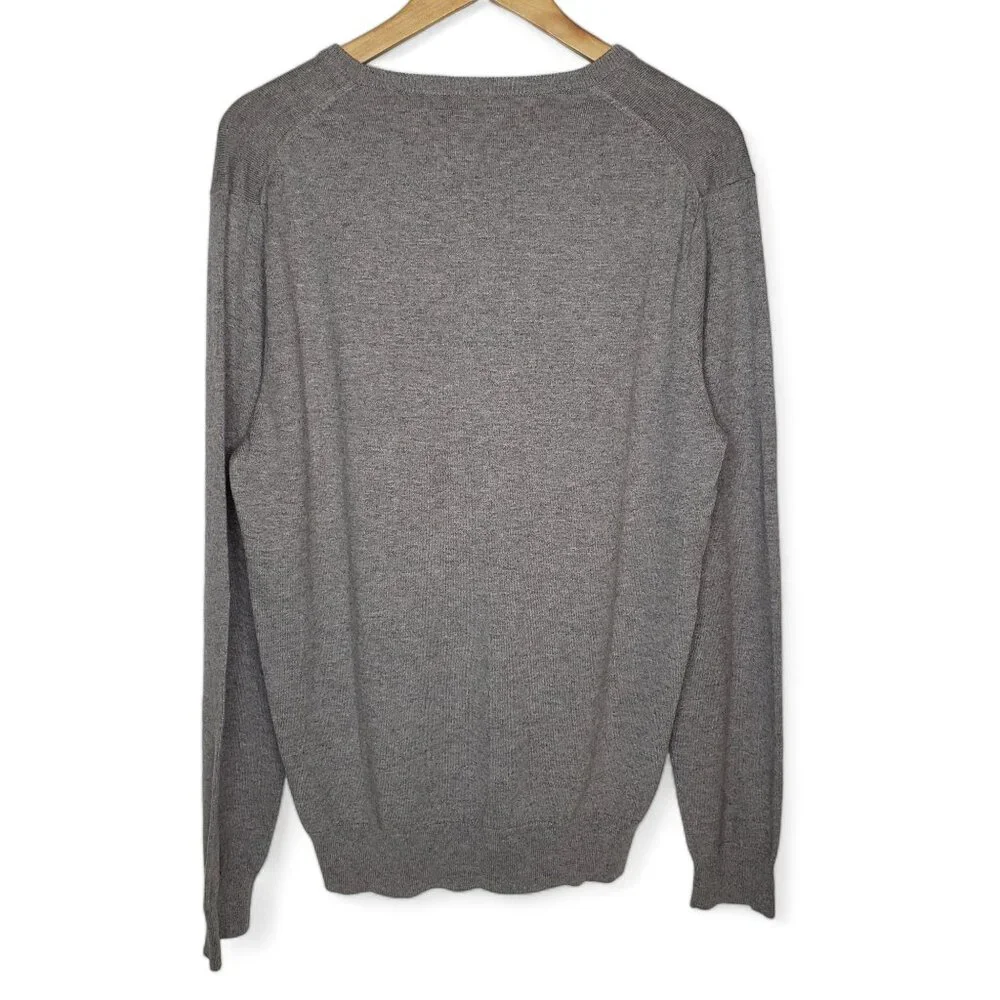 NWT J Crew Merino Blend V Neck Sweater Men's Harbor Slim Preppy Overshirt Grey L